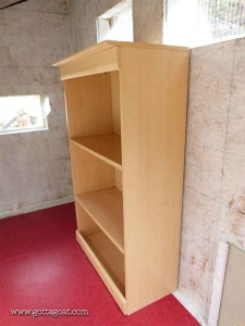 Bookcase used for nesting boxes