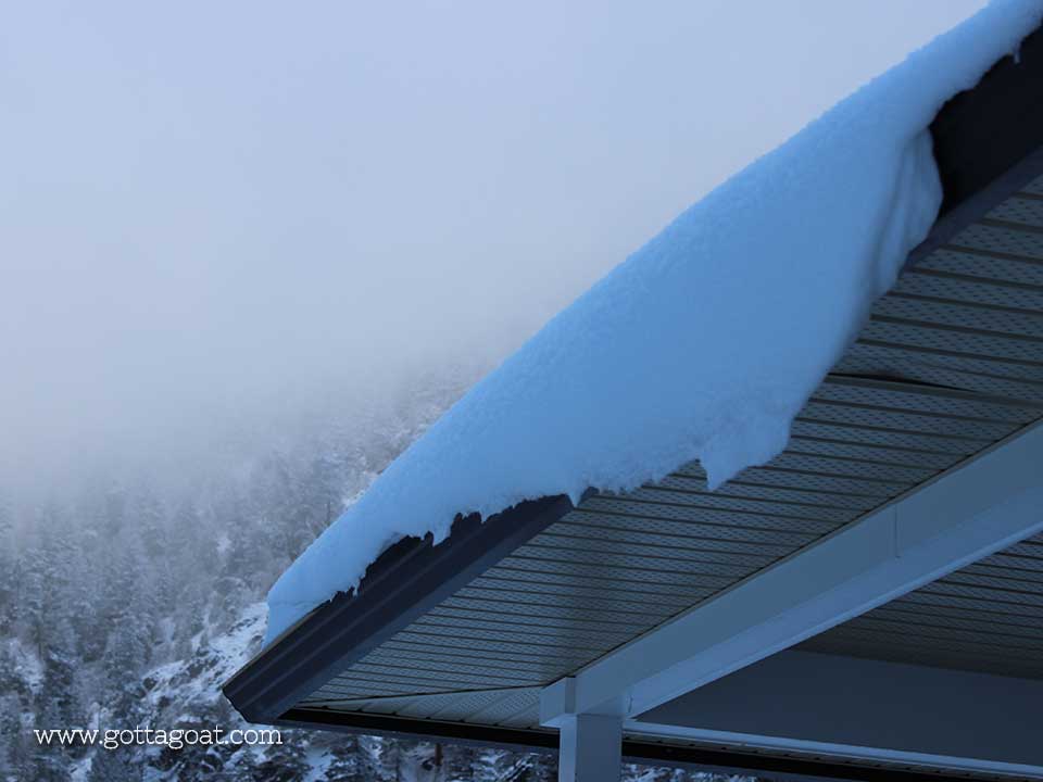 Snow on the porch roof